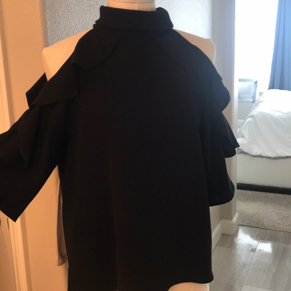Topshop black ruffled top